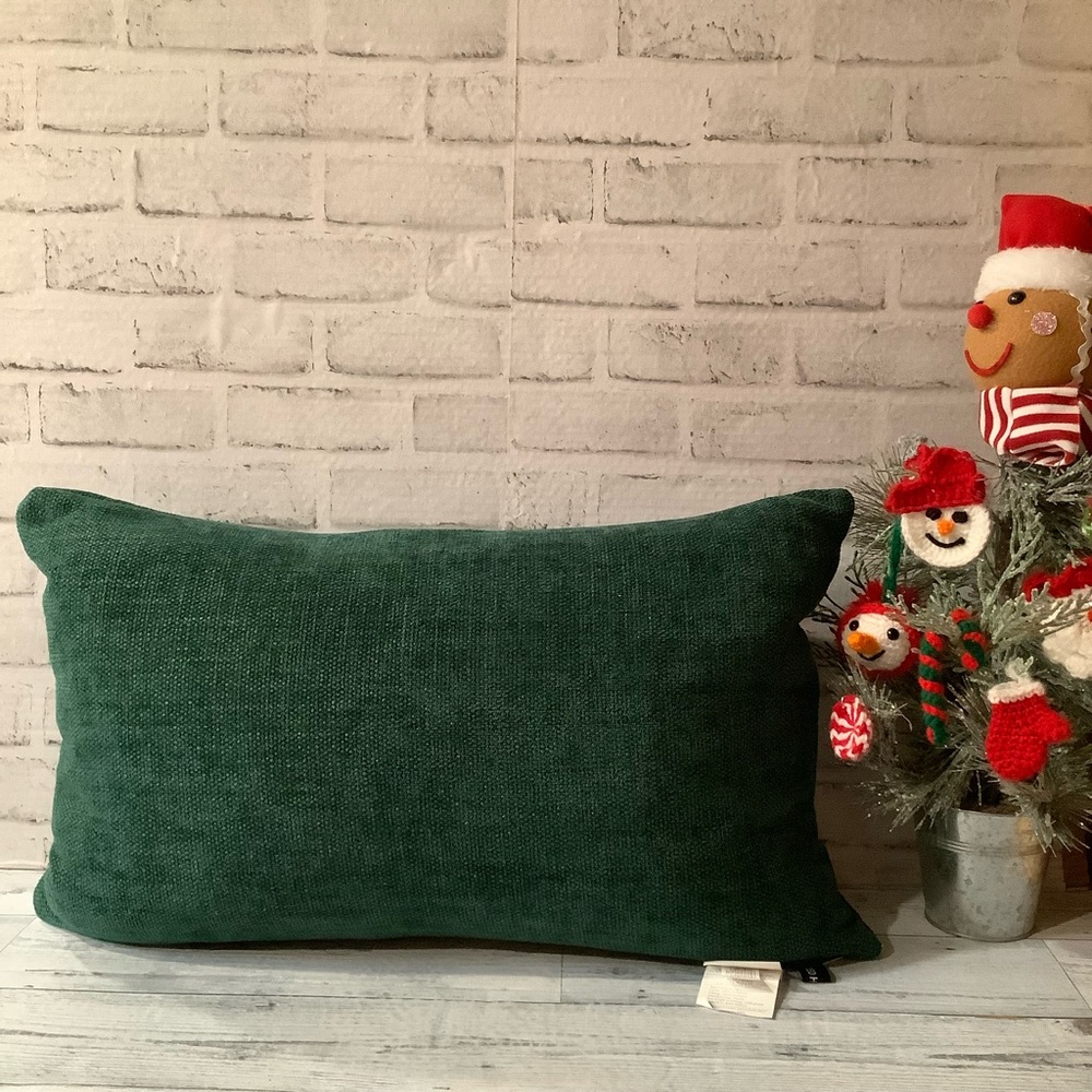 Rodeo Home Hunter Green Feather Filled Chenille Pillow